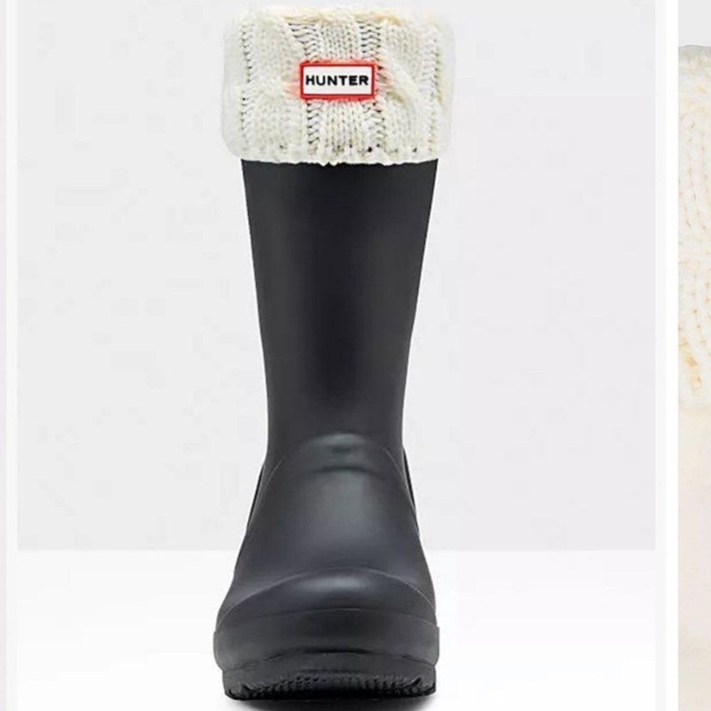 HUNTER Original Short Boot Socks Cream Cable Medium NWT